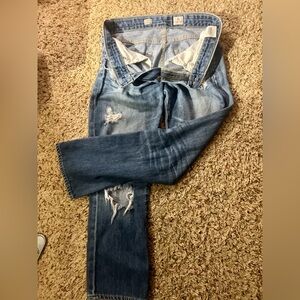 AG Women's Denim | South Gate Distressed "The Boyfriend Crop" Blue Jeans size 26